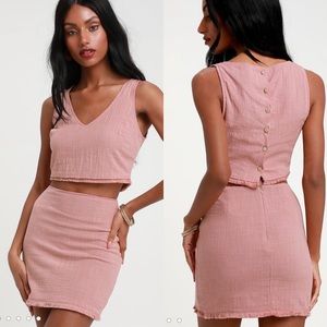 Lulus Mauve Pink Two-Piece Skirt Set